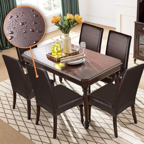 Kit Capas para Cadeira em Couro Impermeável marrom Lar da Ana