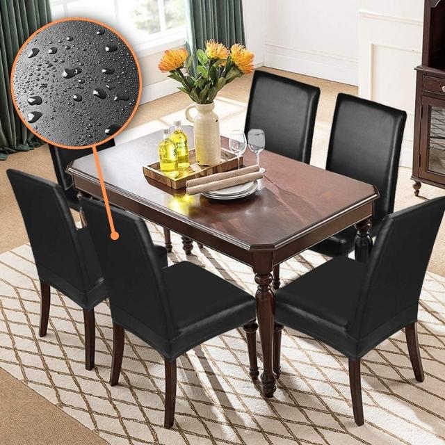 Kit Capas para Cadeira em Couro Impermeável preto Lar da Ana