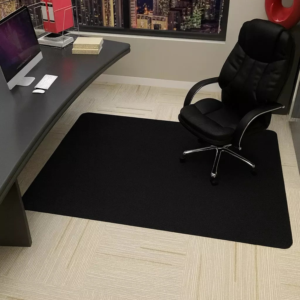 Tapete Protetor de Piso para Cadeira de Escritório – Polipropileno Preto 120x100cm Lar da Ana