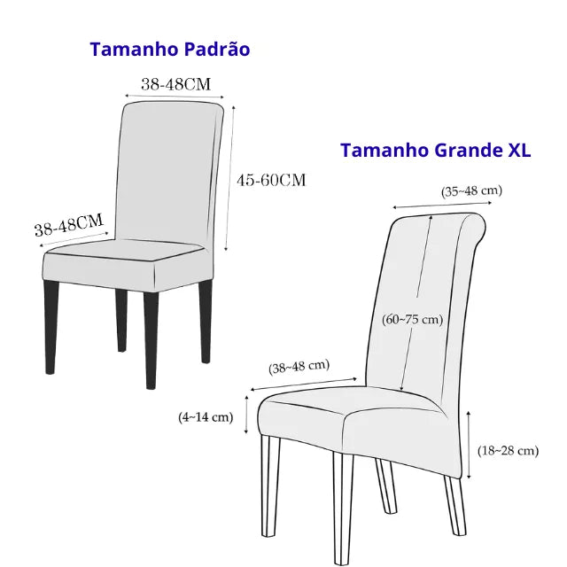 Medidas Kit Capas de Cadeira Semi Impermeável - Tecido Jacquard