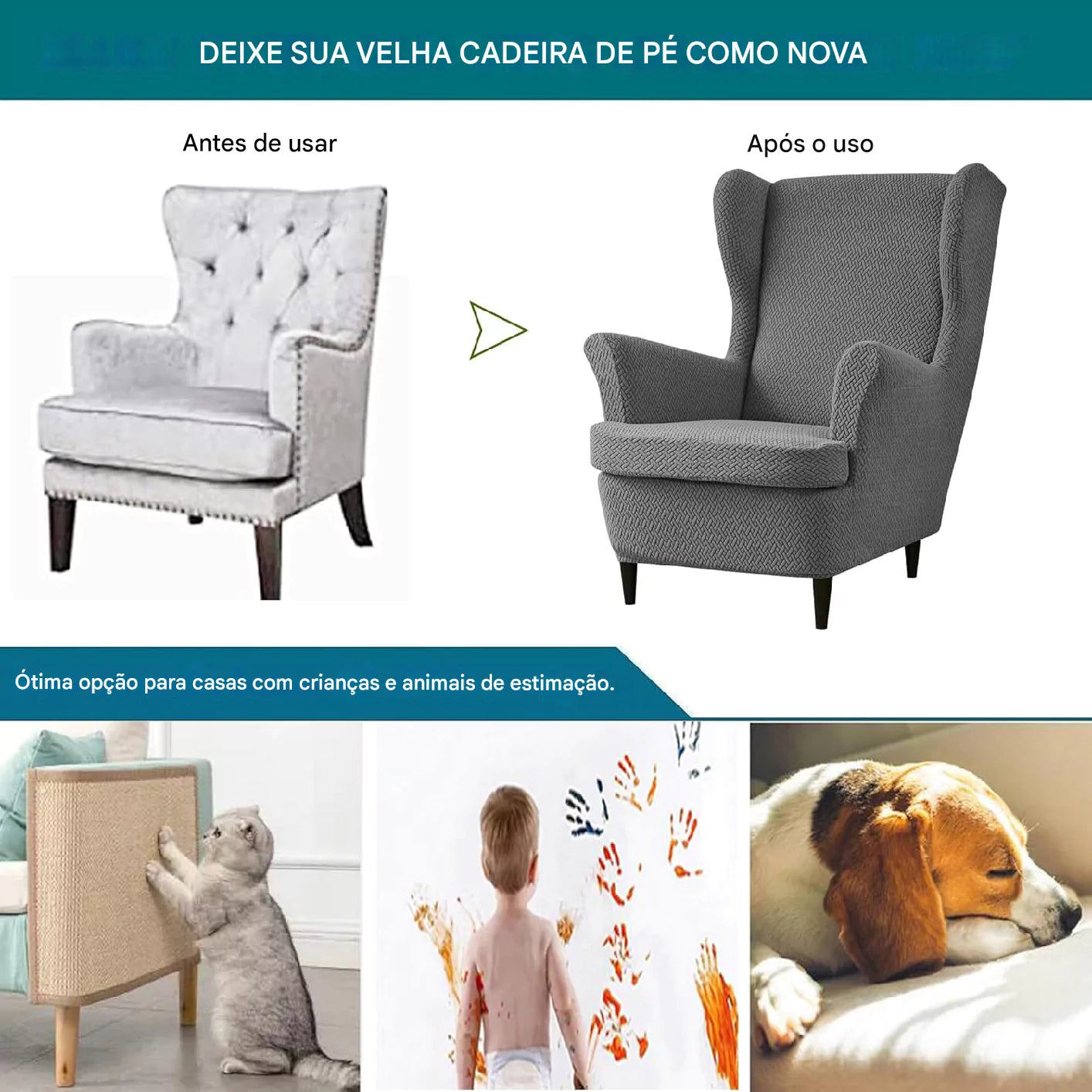 Capa para Poltrona Alta - Tecido Anti-Arranhão lar da ana