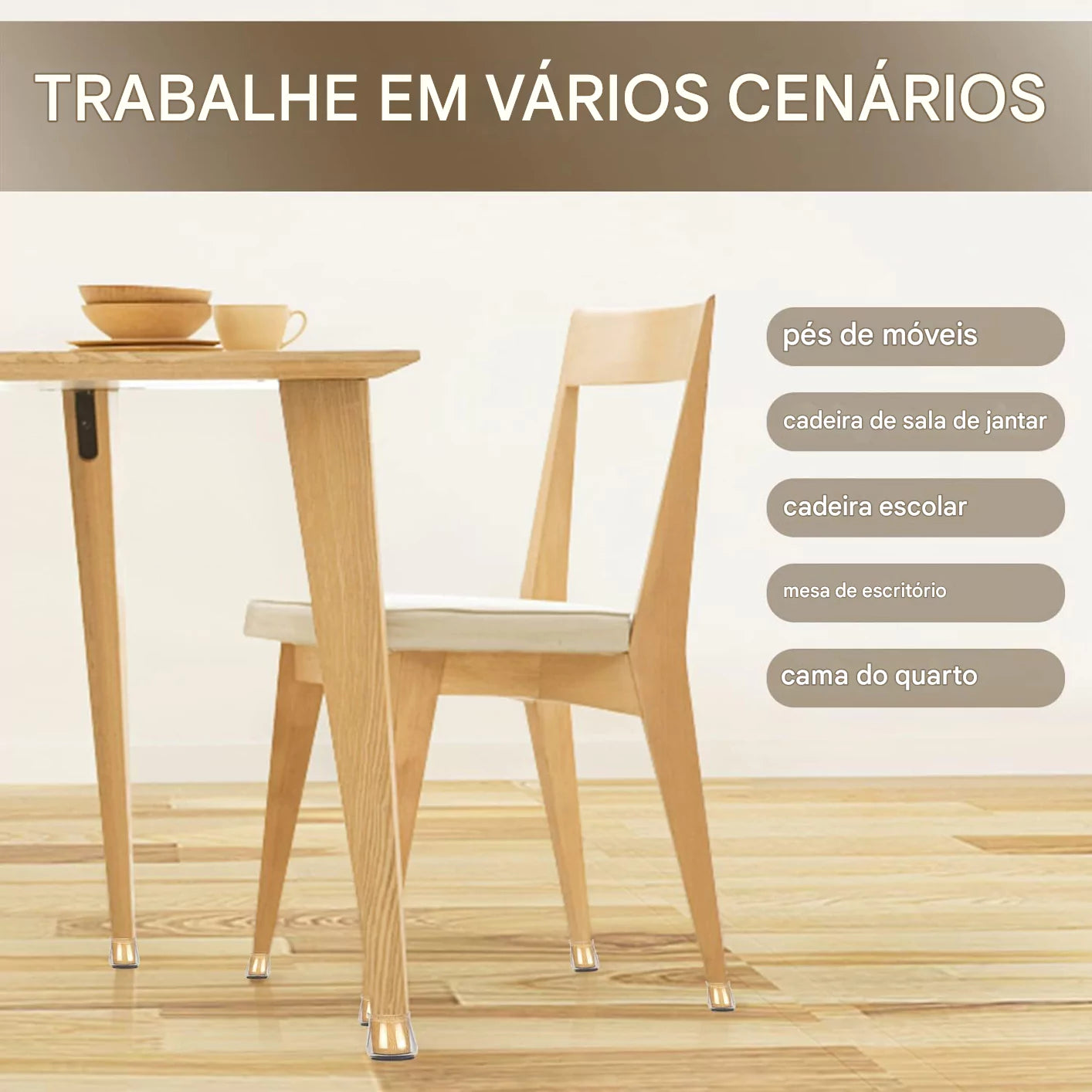 Protetores de Piso em Silicone para Pés de Cadeiras transparente compre 8 leve 28 lar da ana