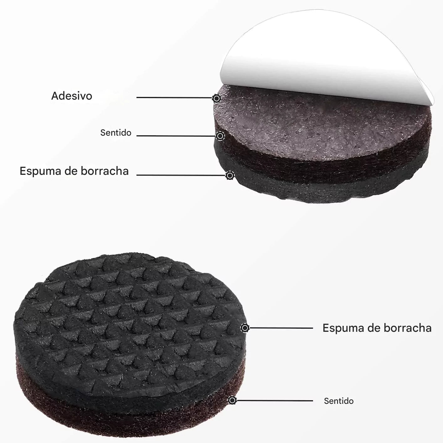 Kit 48 Feltro de Borracha Antiderrapante para Proteção de Pé de Cadeira e Móveis lar da ana