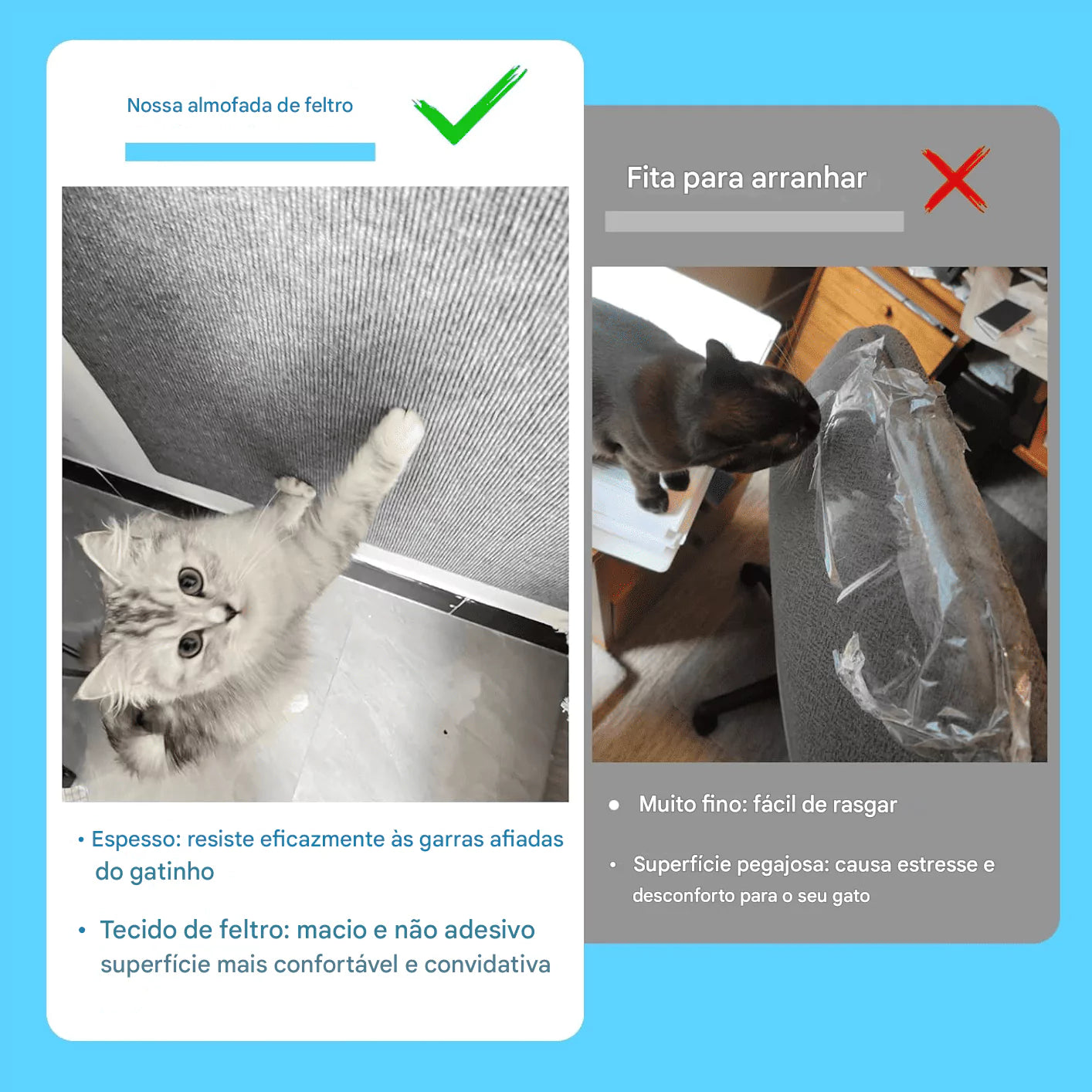 Protetor de Sofá Anti Gatos - Tecido Arranhador Adesivo para Móveis | Lar da Ana