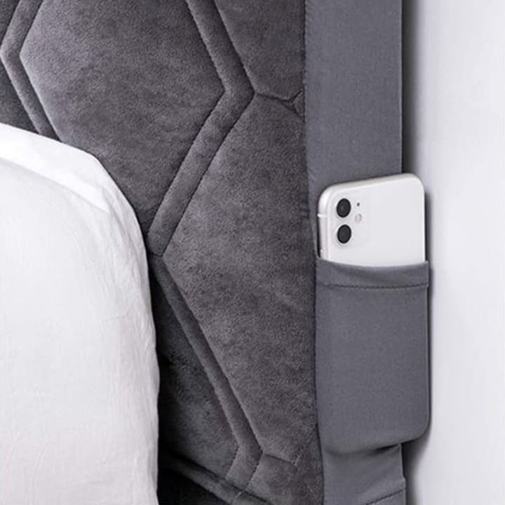 Capa de Cabeceira Casal em Veludo lar da ana cinza escuro