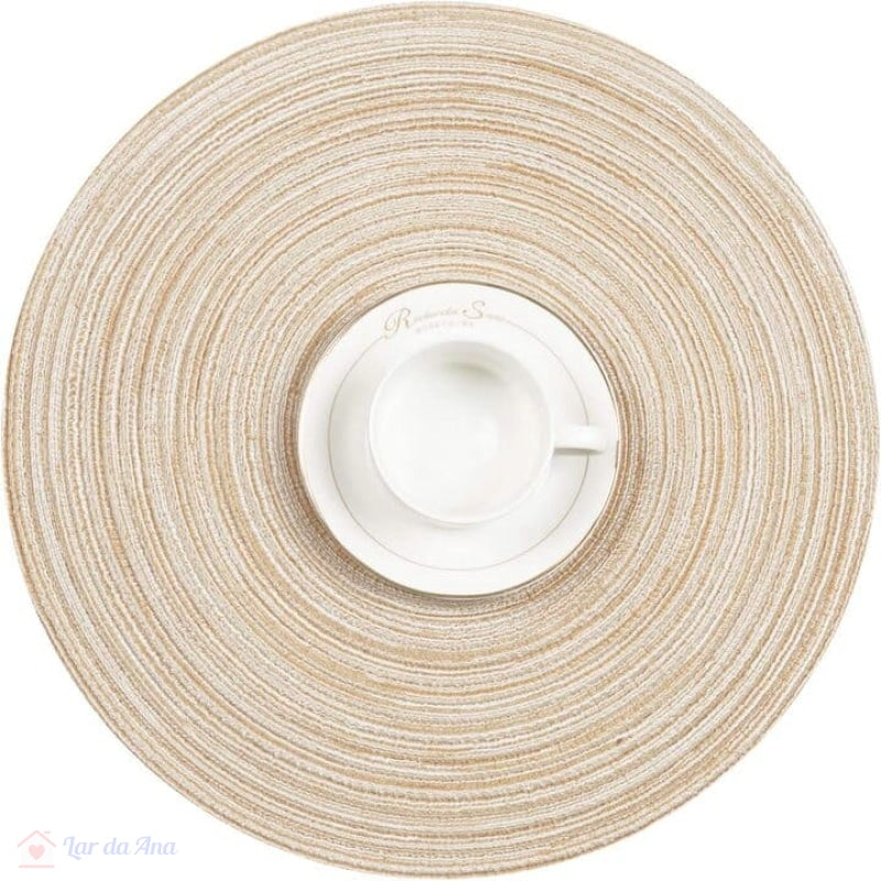 Jogo Americano Redondo Tecido Trançado 4 peças lar da ana