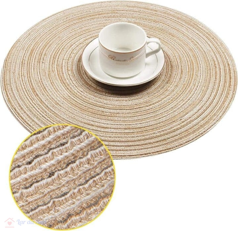 Jogo Americano Redondo Tecido Trançado 4 peças lar da ana