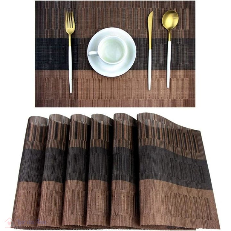 Jogo Americano Retangular Tecido Vinil 4/6/8/10 peças lar da ana marrom