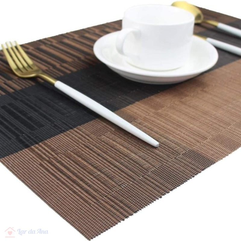 Jogo Americano Retangular Tecido Vinil 4/6/8/10 peças lar da ana marrom