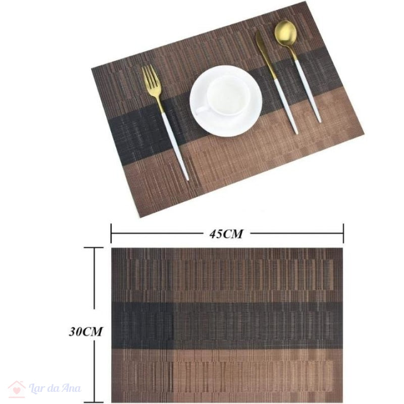 Jogo Americano Retangular Tecido Vinil 4/6/8/10 peças lar da ana marrom