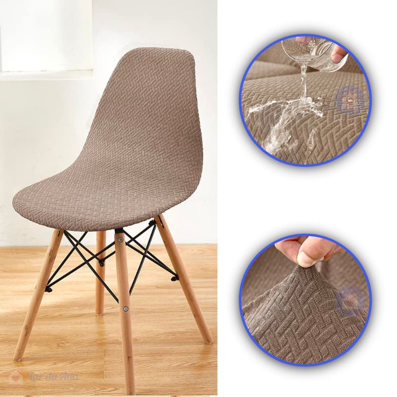 Kit Capas de Cadeira Eames Eiffel - Tecido Jacquard Lar da Ana khaki