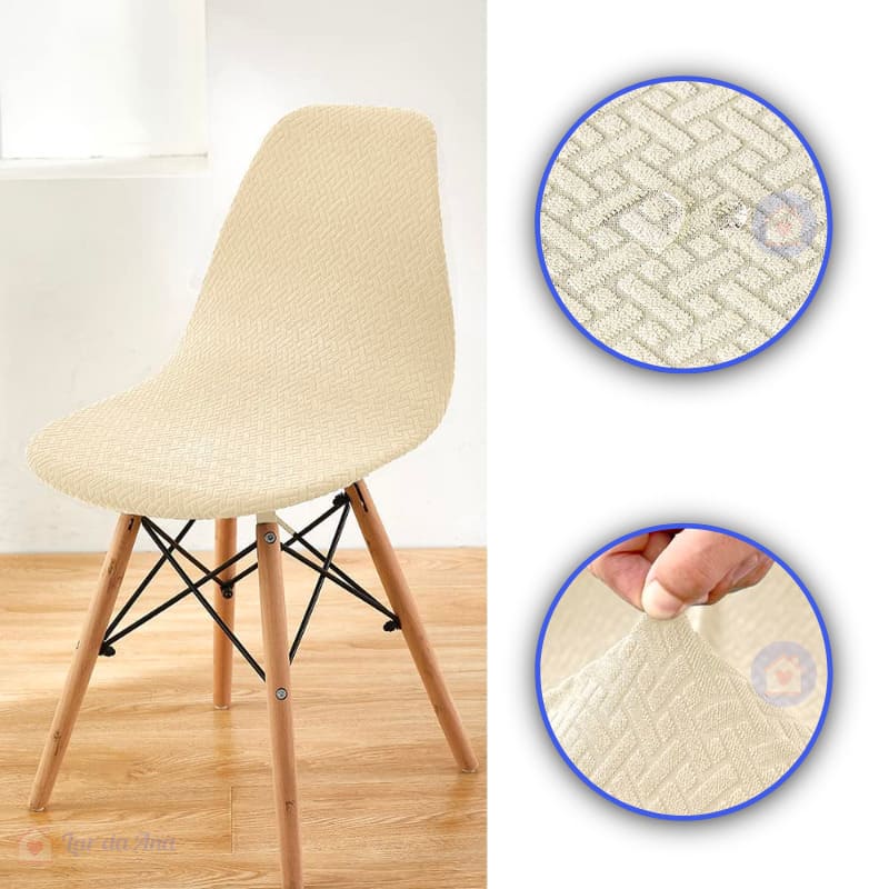 Kit Capas de Cadeira Eames Eiffel - Tecido Jacquard Lar da Ana bege