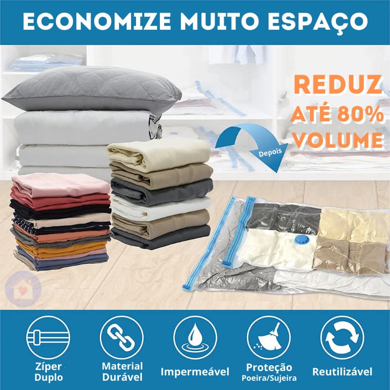 Saco à Vácuo para Embalar Roupas, Edredom, Cobertor, Mala, Viagem Lar da Ana