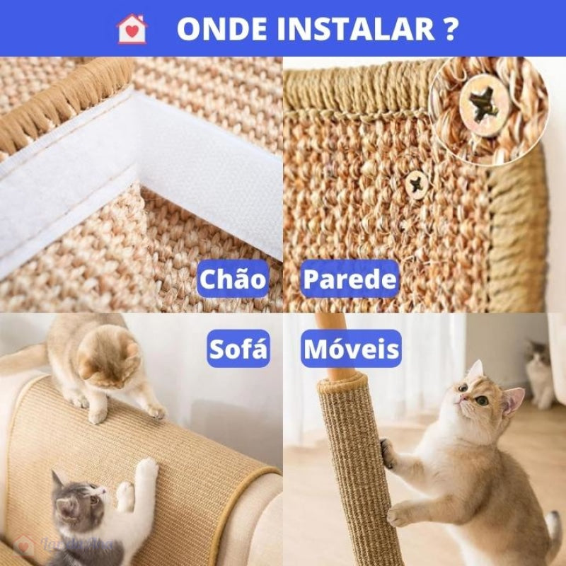 Tapete Arranhador para Gatos - Fibra de Sisal lar da ana