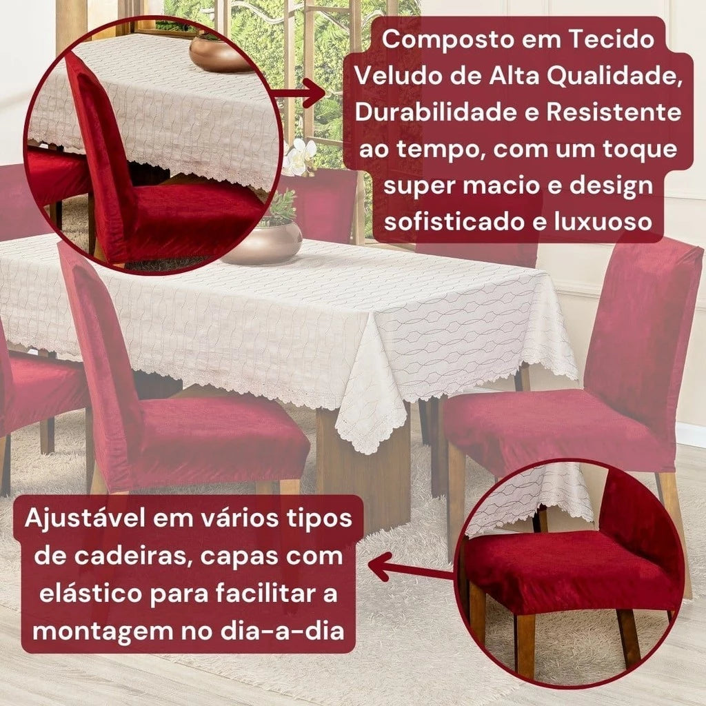 Kit Capas de Cadeira Suede Veludo Lar da Ana