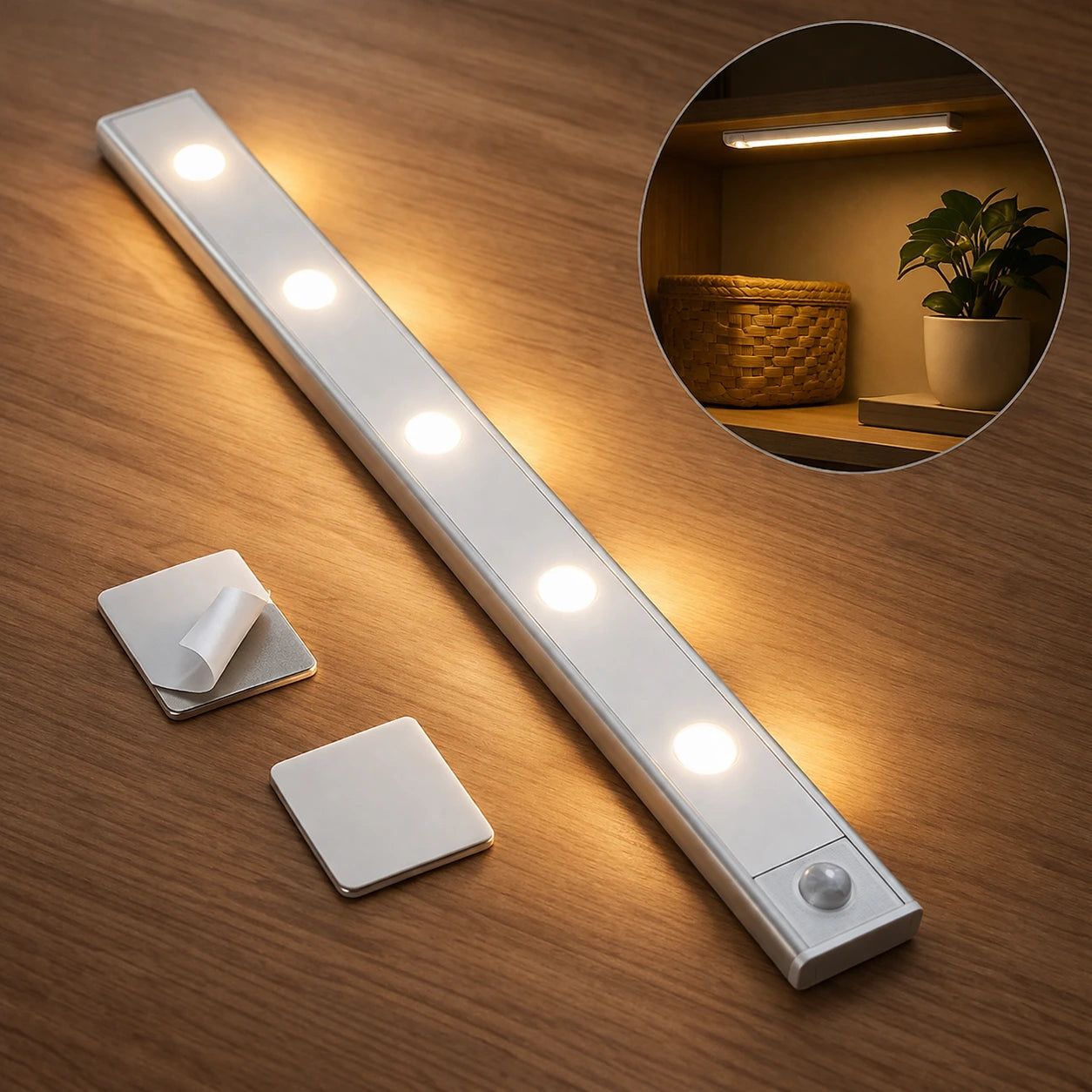 Luminária sem fio com Fita dupla face Magnética para Armário, Cozinha Lar da Ana