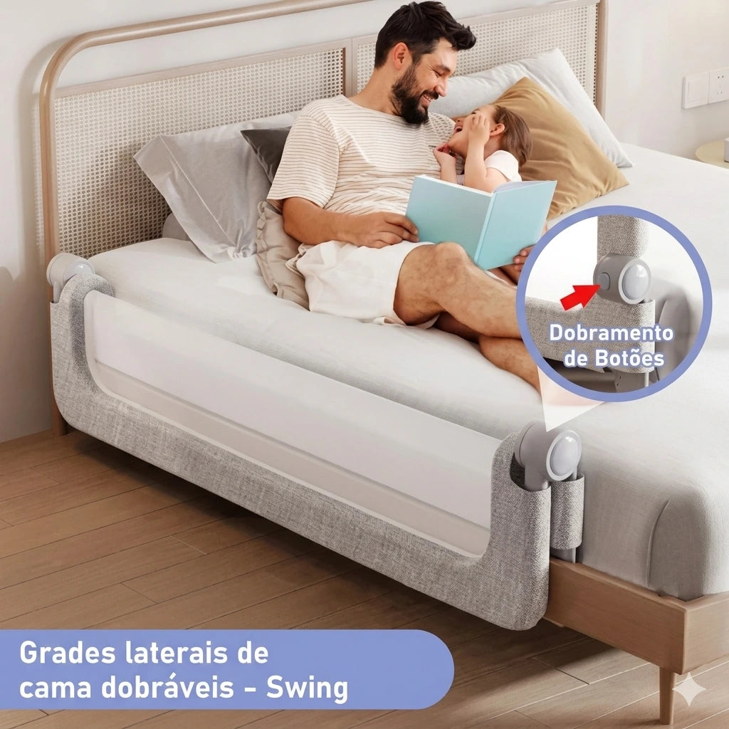 Grade de Proteção para Cama Dobrável – Barra de Segurança para Crianças, Adultos e Idosos Lar da Ana