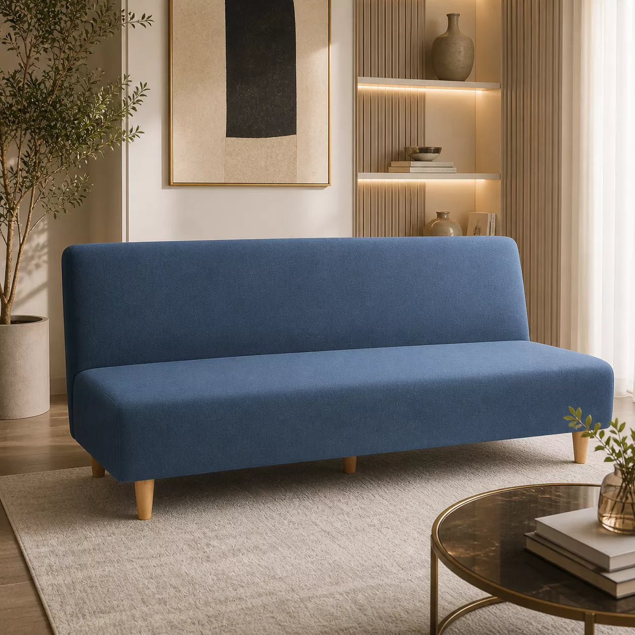 Capa para Sofá Cama sem braço Reclinável - Azul Lar da Ana