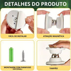 Trava Porta Magnético em Aço Inox com Adesivo e Parafusos – Fixador de Porta com Ímã Lar da Ana