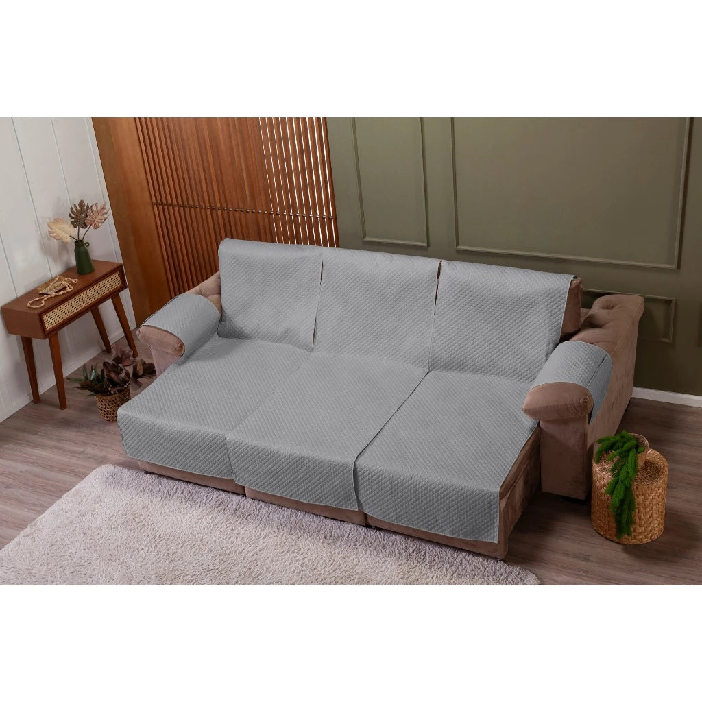 Protetor de Sofá Retrátil Impermeável Matelado com Porta-Objetos - 2 e 3 Lugares/Módulos