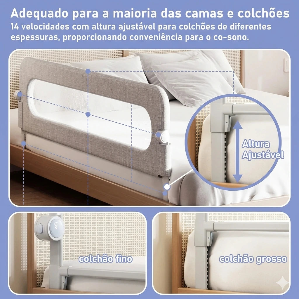 Grade de Proteção para Cama Dobrável – Barra de Segurança para Crianças, Adultos e Idosos Lar da Ana