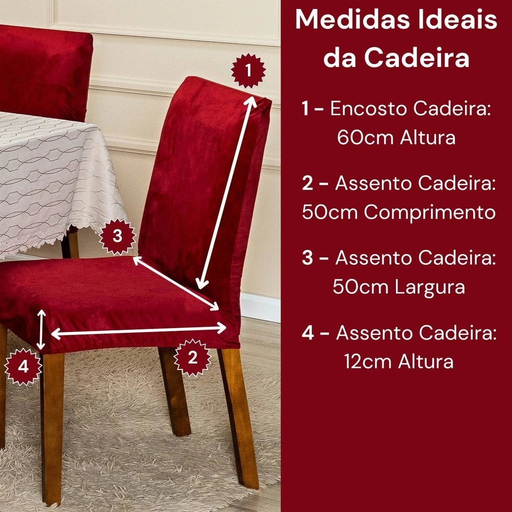 Kit Capas de Cadeira Suede Veludo Lar da Ana