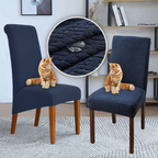 Kit Capas de Cadeira Impermeável - Tecido Jacquard lar da ana azul marinho