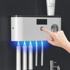 Porta Escova de Dente para Banheiro Suporte de Parede 3 em 1 com Luz UV branco lar da ana