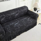 Capa Decorativa de Sofá com Saia Moderna Ajustável Universal - Mármore Preto lar da ana