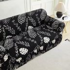 Capa Decorativa de Sofá com Saia Moderna Ajustável Universal - Folhagem Preta lar da ana