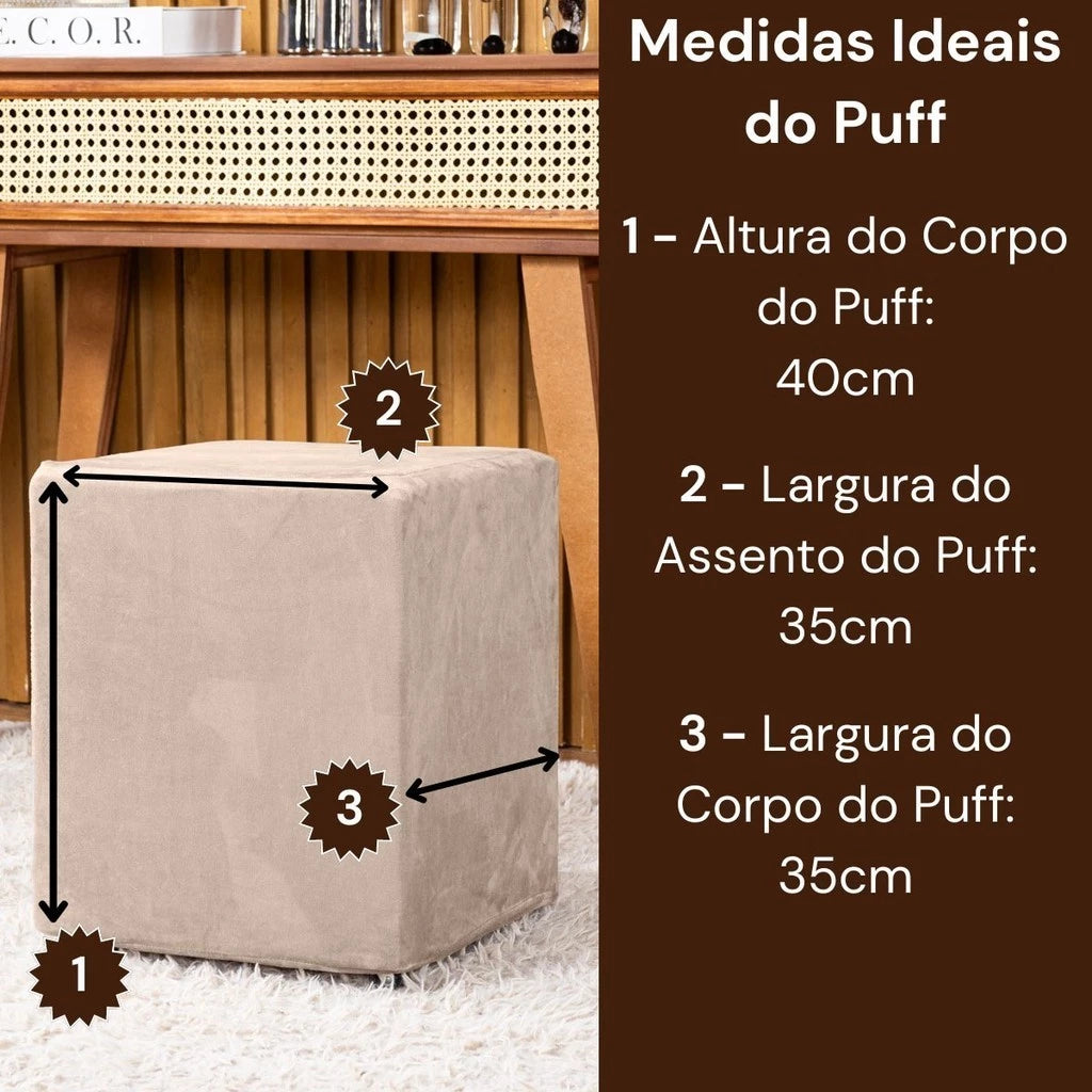 Capa de Puff em Veludo Suede – Sofisticação, Conforto e Renovação Imediata Lar da Ana