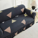 Capa Decorativa de Sofá com Saia Moderna Ajustável Universal - Preto Triangular lar da ana