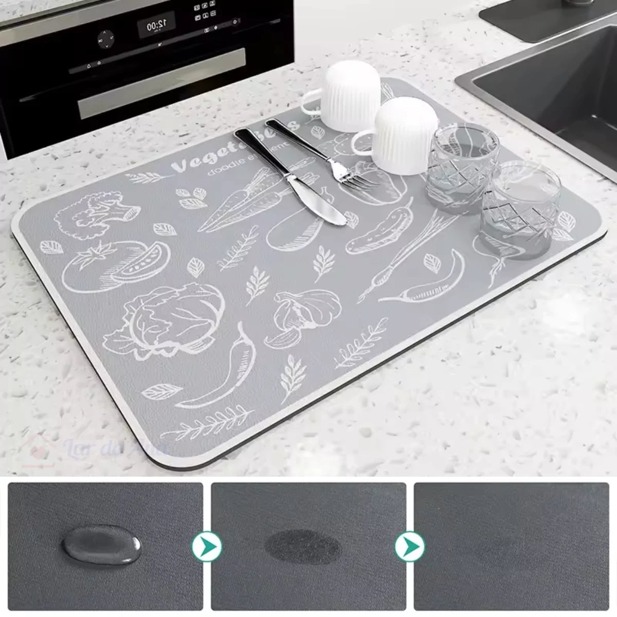 Tapete Escorredor de Louça Ultra Absorvente Lar da Ana