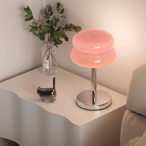 Abajur Decorativo Macaron - Luminária de Mesa de Vidro rosa lar da ana