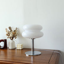 Abajur Decorativo Macaron - Luminária de Mesa de Vidro branco lar da ana