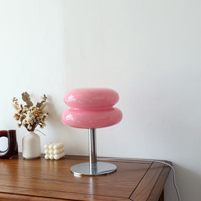 Abajur Decorativo Macaron - Luminária de Mesa de Vidro rosa lar da ana