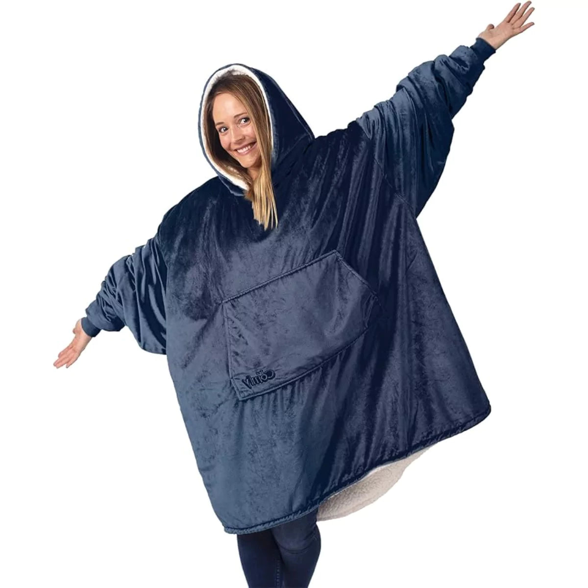 Blusa Moletom Cobertor de Manta Microfibra azul marinho lar da ana