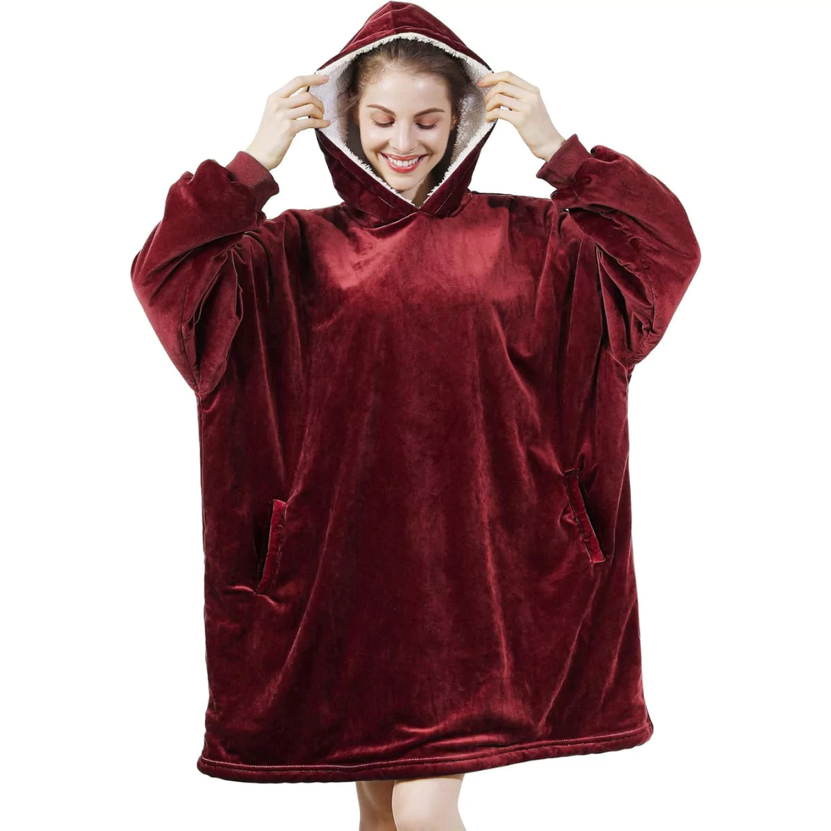 Blusa Moletom Cobertor de Manta Microfibra vinho lar da ana