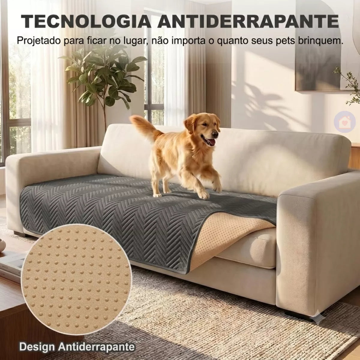 Capa Protetora para Assento de Sofá Pet Impermeável Antiderrapante Lar da Ana