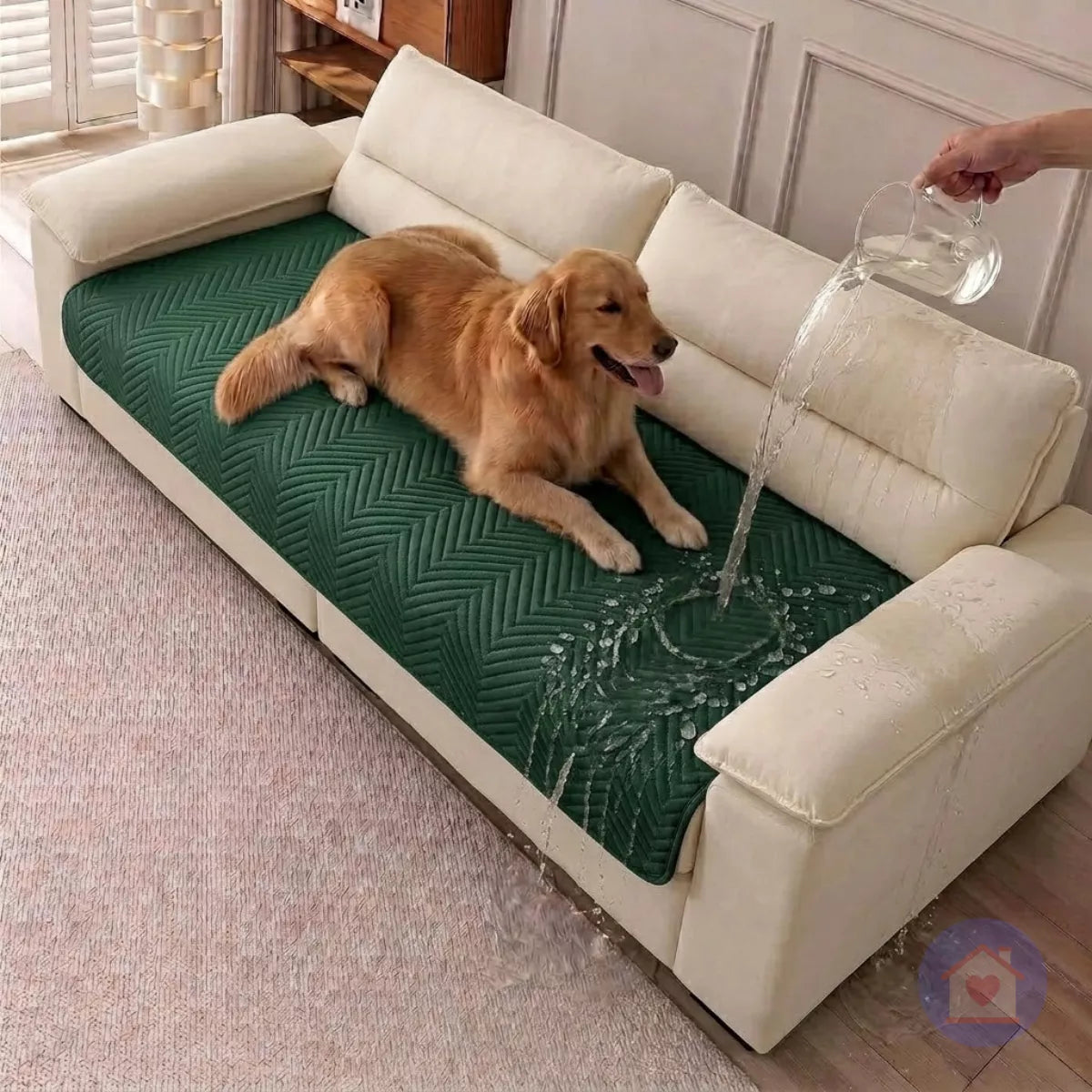 Capa Protetora para Assento de Sofá Pet Impermeável Antiderrapante Verde Lar da Ana