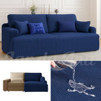 Capa Sofá Retrátil Semi Impermeável - Tecido Jacquard Azul Marinho Lar da Ana