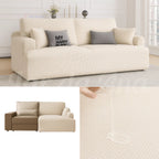 Capa Sofá Retrátil Semi Impermeável - Tecido Jacquard Bege Claro Lar da Ana