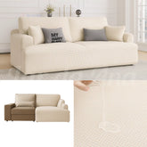 Capa Sofá Retrátil Semi Impermeável - Tecido Jacquard Bege Claro Lar da Ana