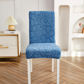 Capa Decorativa de Cadeira de Jantar em Tecido Jacquard Cruzado azul lar da ana