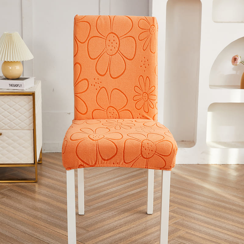Capa Decorativa de Cadeira de Jantar em Tecido Jacquard Cruzado laranja lar da ana