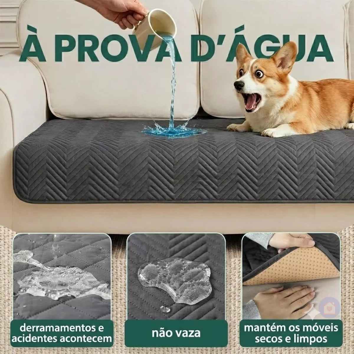 Capa Protetora para Assento de Sofá Pet Impermeável Antiderrapante Lar da Ana