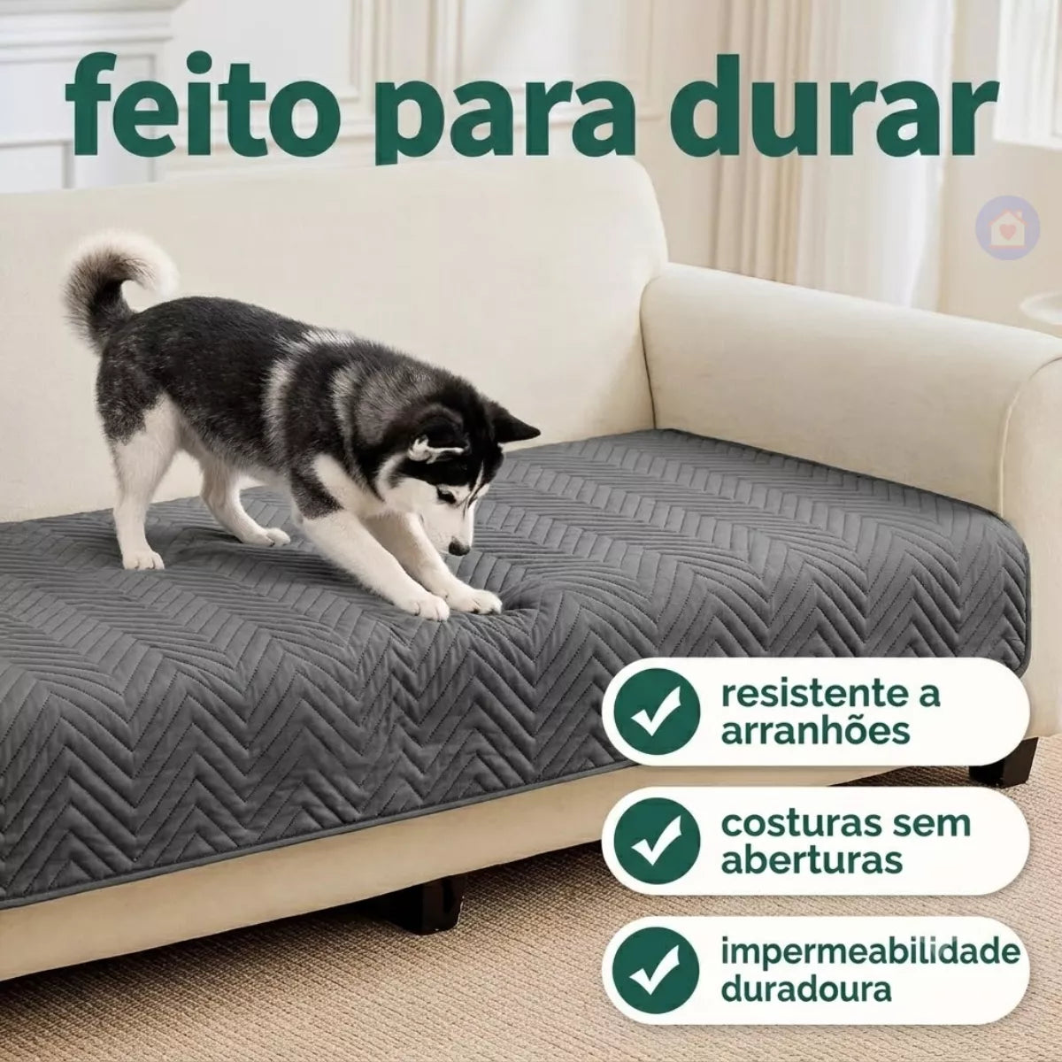 Capa Protetora para Assento de Sofá Pet Impermeável Antiderrapante Lar da Ana