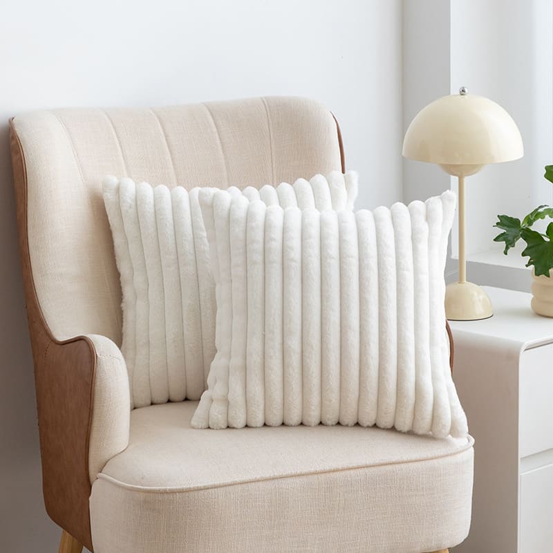 Capa de Almofada Listrada Decorativa de Luxo Moderna - imita Pele de Coelho lar da ana