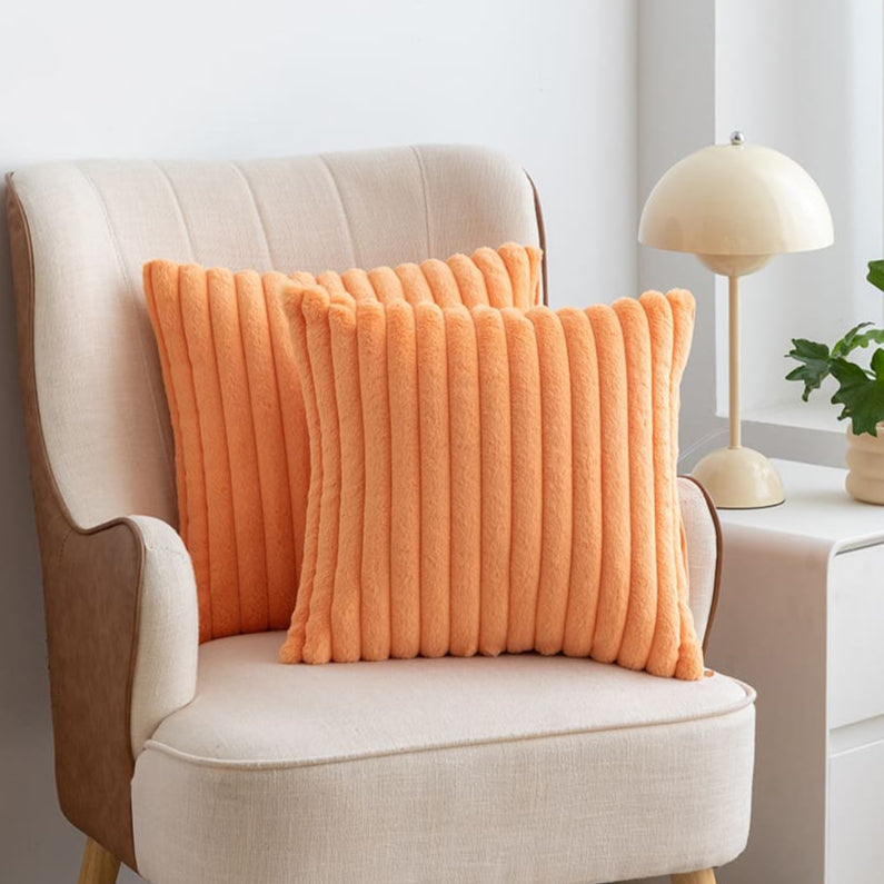 Capa de Almofada Listrada Decorativa de Luxo Moderna - imita Pele de Coelho lar da ana