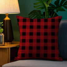 Capa de Almofada Xadrez Natalina Dupla Face - Decoração de Natal Lar da Ana